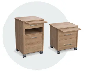 Aparto Nachttisch Stanard mit abgerundeter Oberplatte und Tablettauszug Aparto Nachttisch Standard mit abgerundeter Oberplatte und Tablettauszug in zwei Varianten